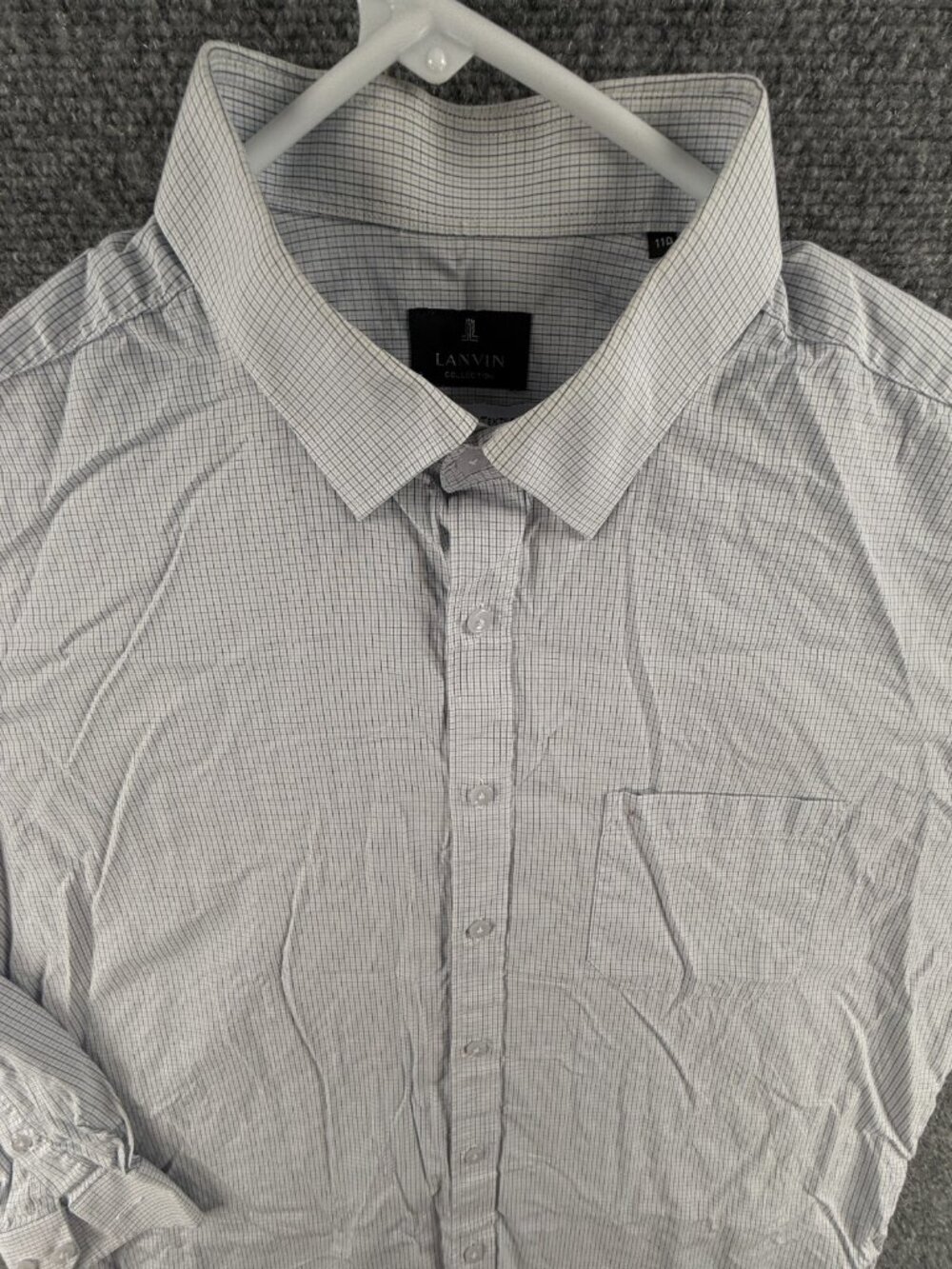 Lanvin Collection Long Sleeve Button Up Shirt Blue Check Size 110 (L/XL) Cotton